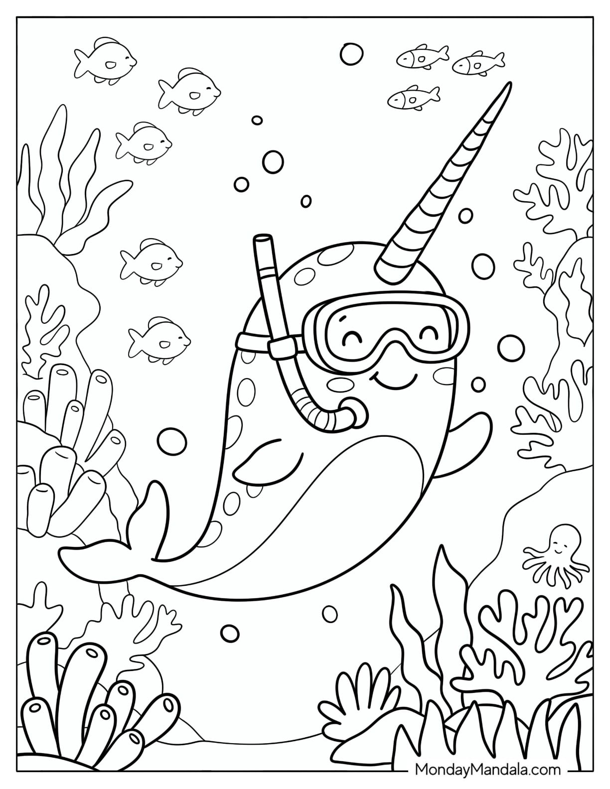 Narwhal Snorkeling in a Coral Reef