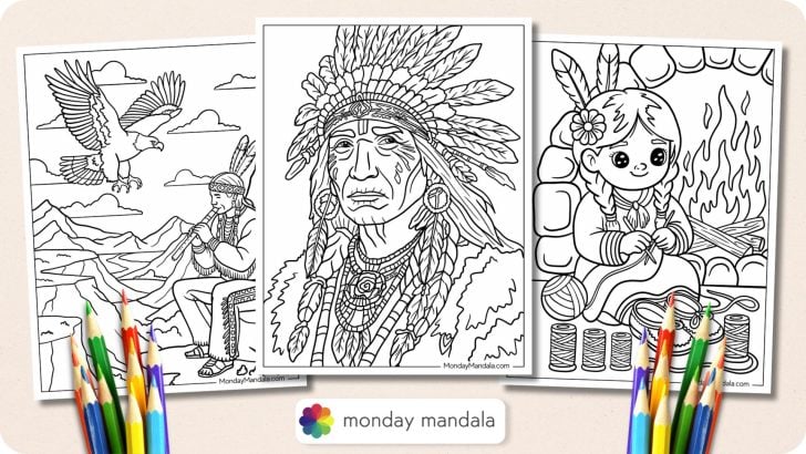 Native American Coloring Pages Featured Image v2