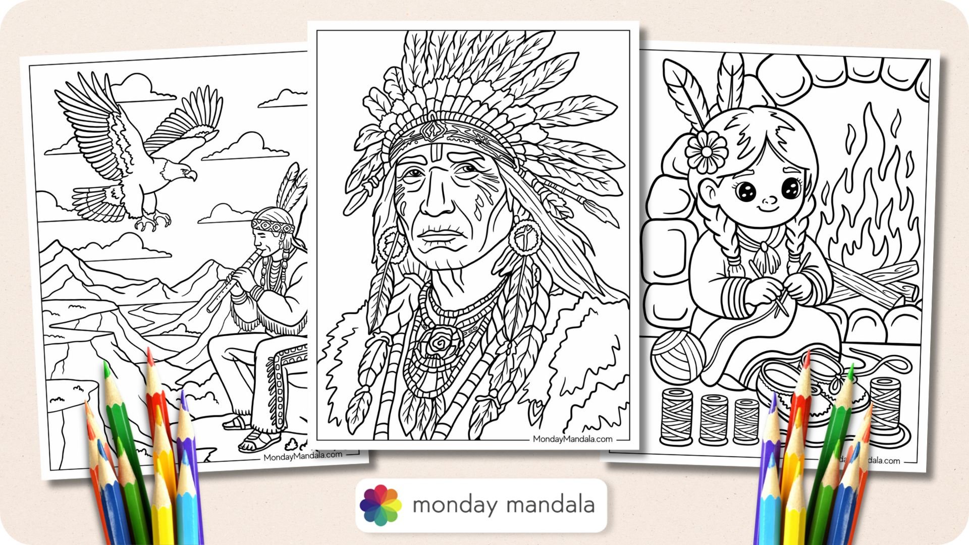 Native American Coloring Pages Featured Image v2