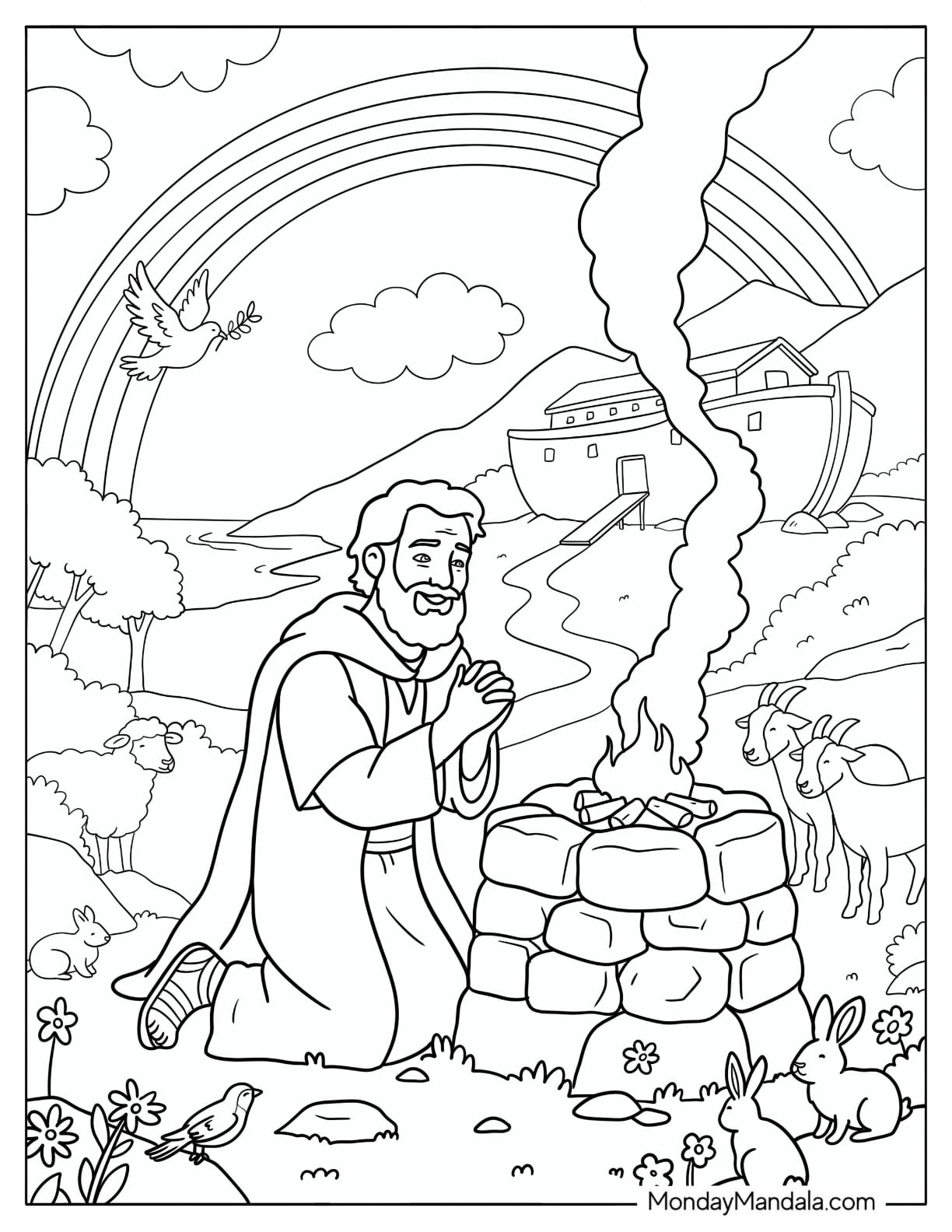 Noah Burning Offering and Praying to God