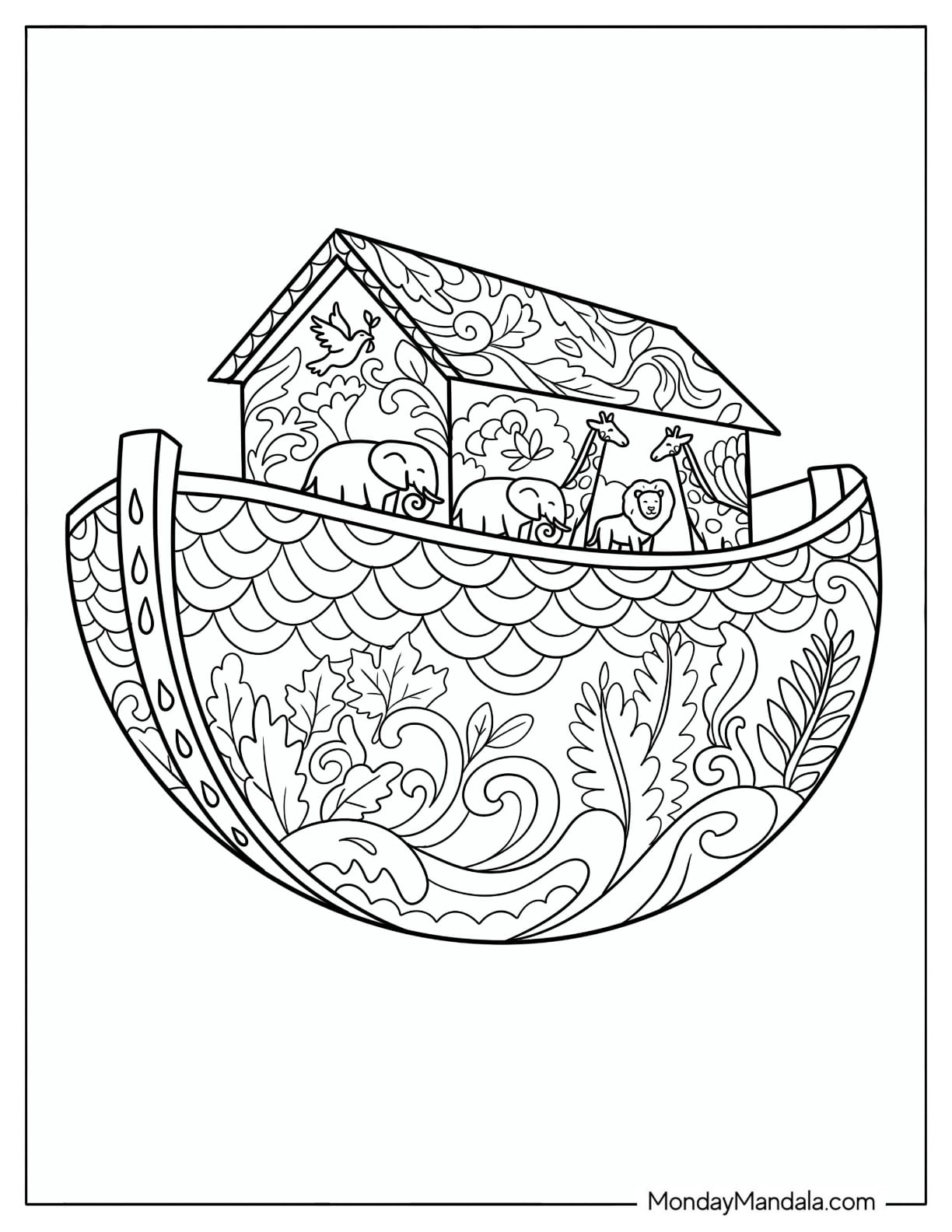 Noah s Ark Mandala with Animals on Deck