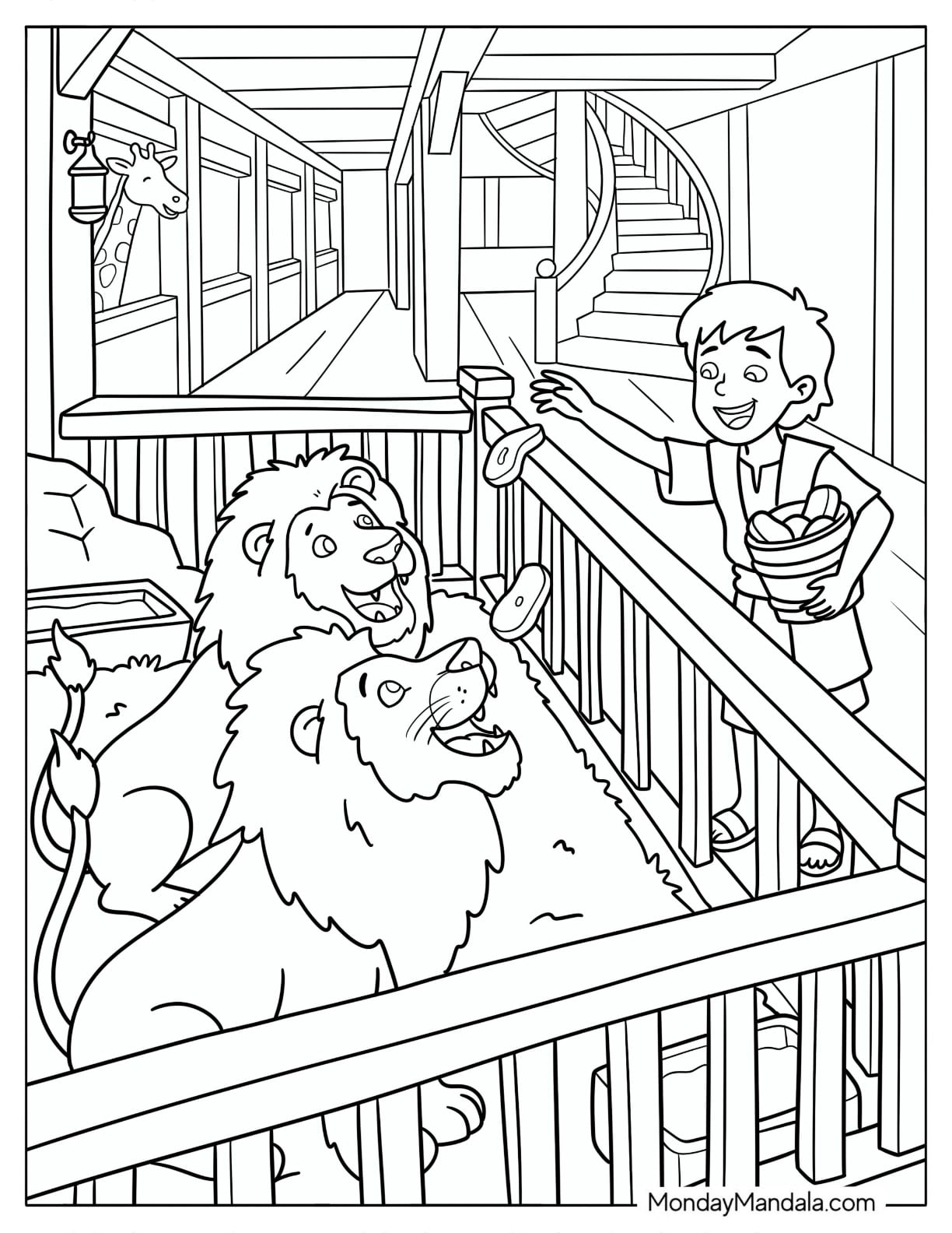 Noah s Son Feeding the Lions Coloring Page
