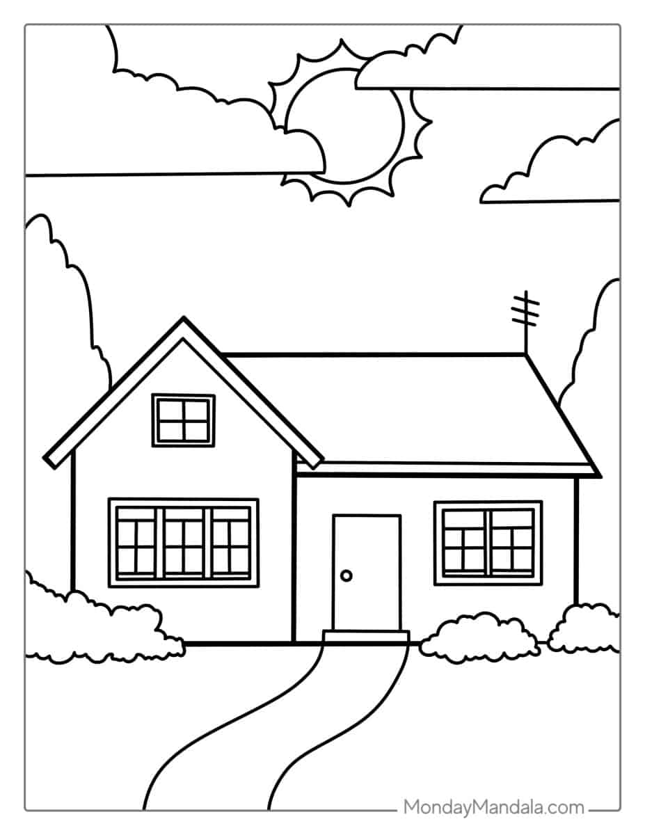 40 House Coloring Pages (Free PDF Printables)