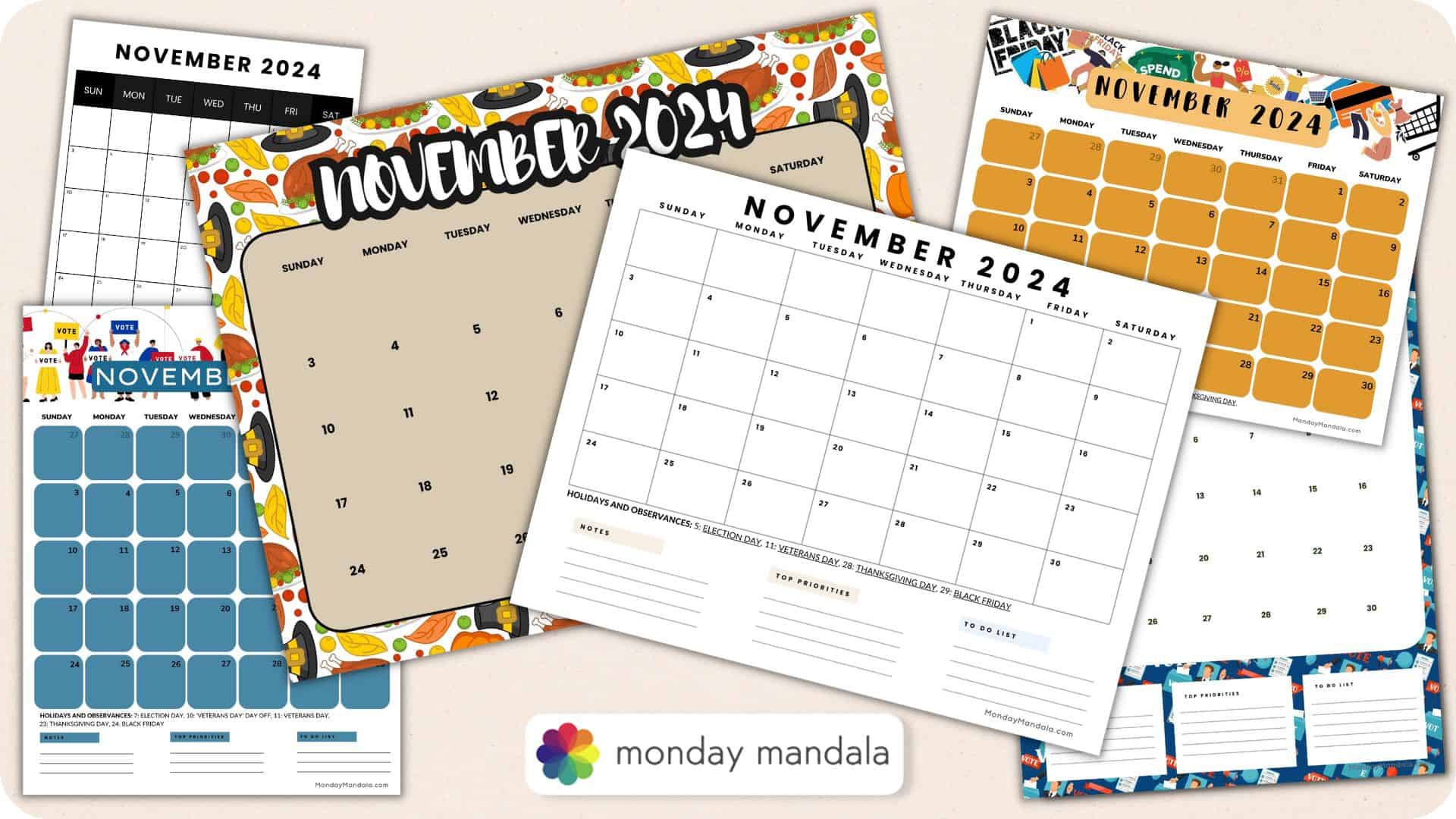 November 2024 Calendars (52 Free Printable PDFs)