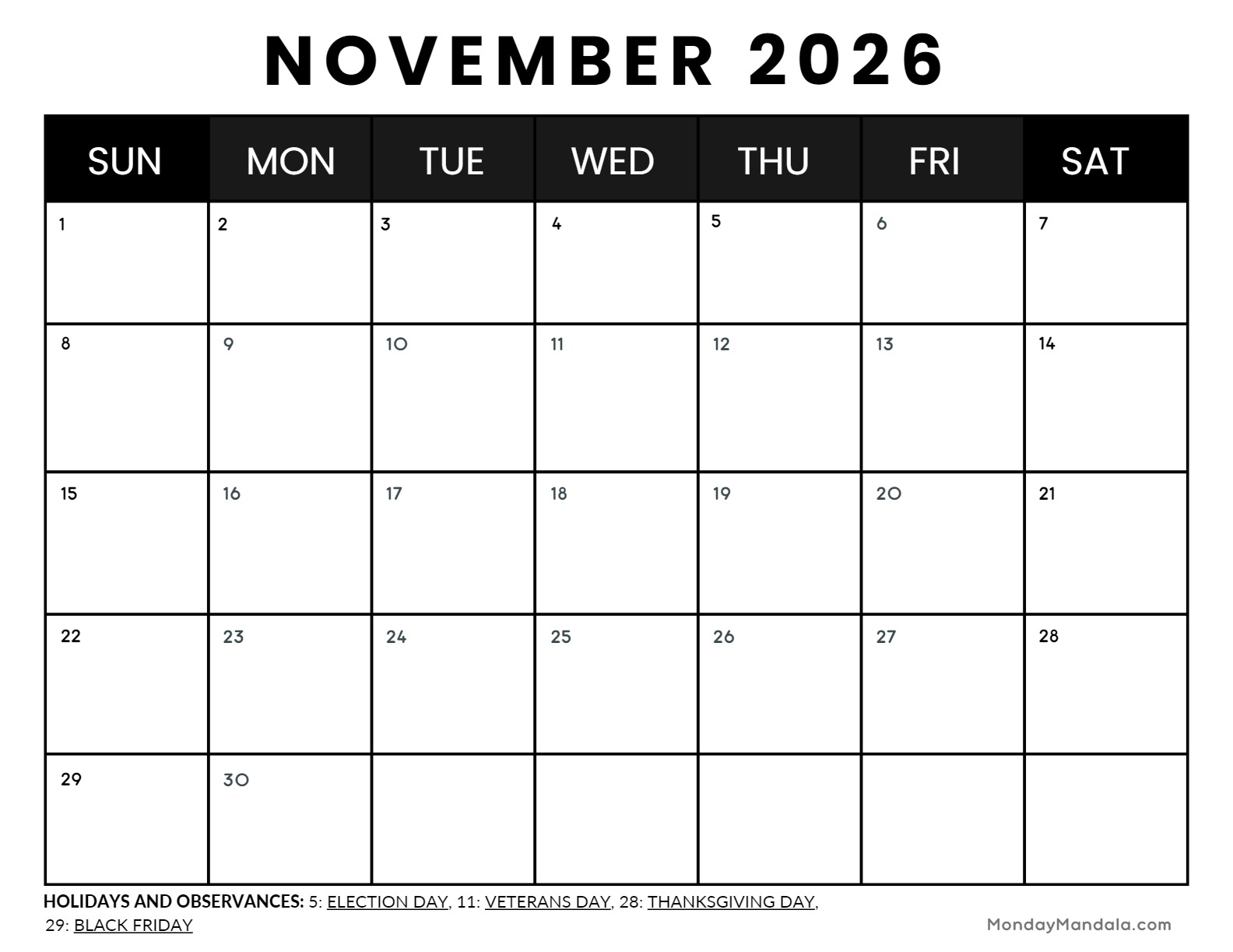 November 2025 Calendar 52 Free PDF Printables 