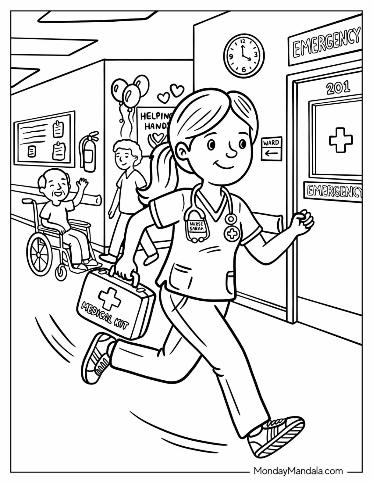 Nurse Running in the Hospital with a Medical Kit