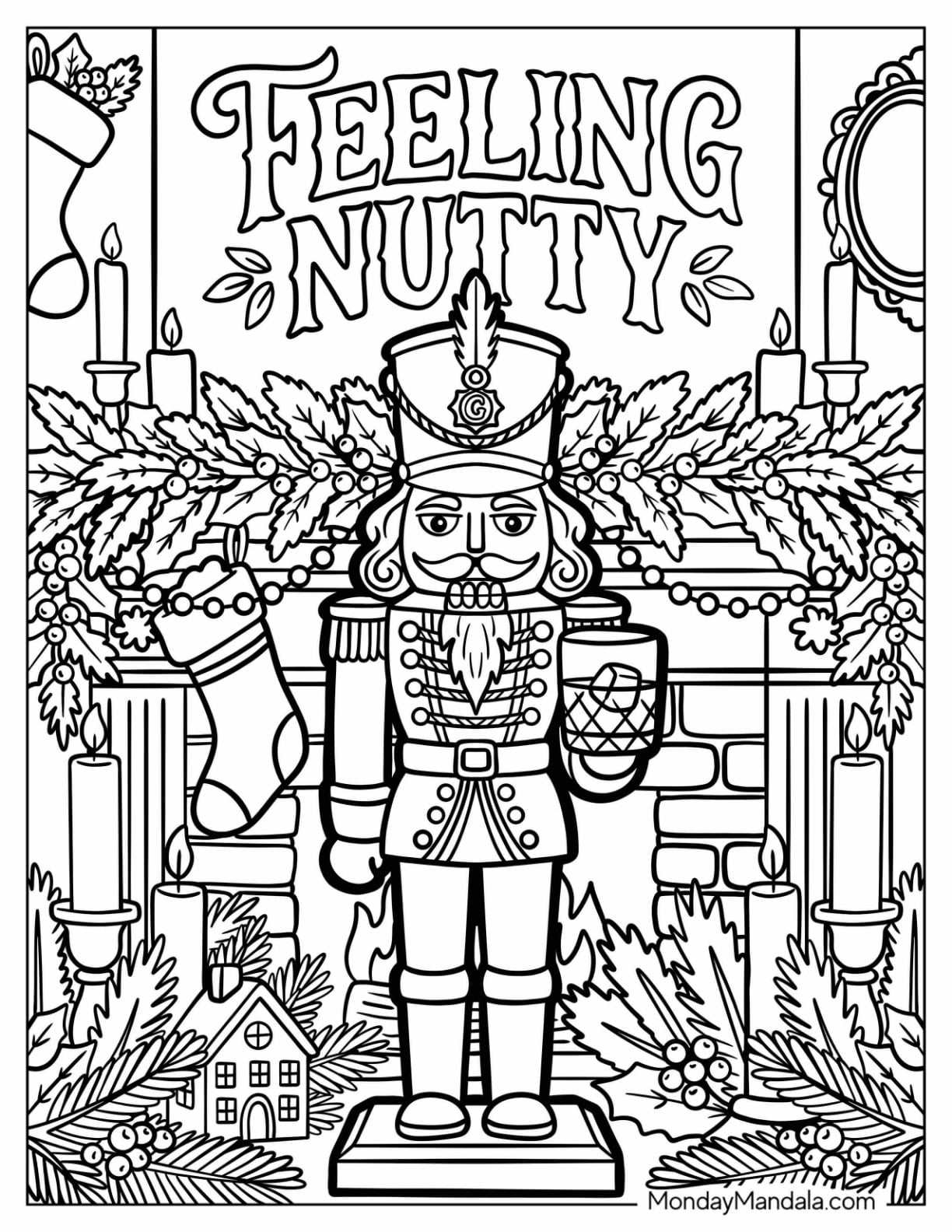 Nutcracker Holding a Glass of Whiskey Coloring Page
