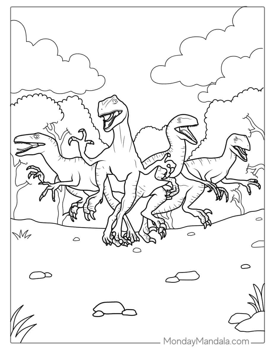 24 Velociraptor Coloring Pages (Free PDF Printables)