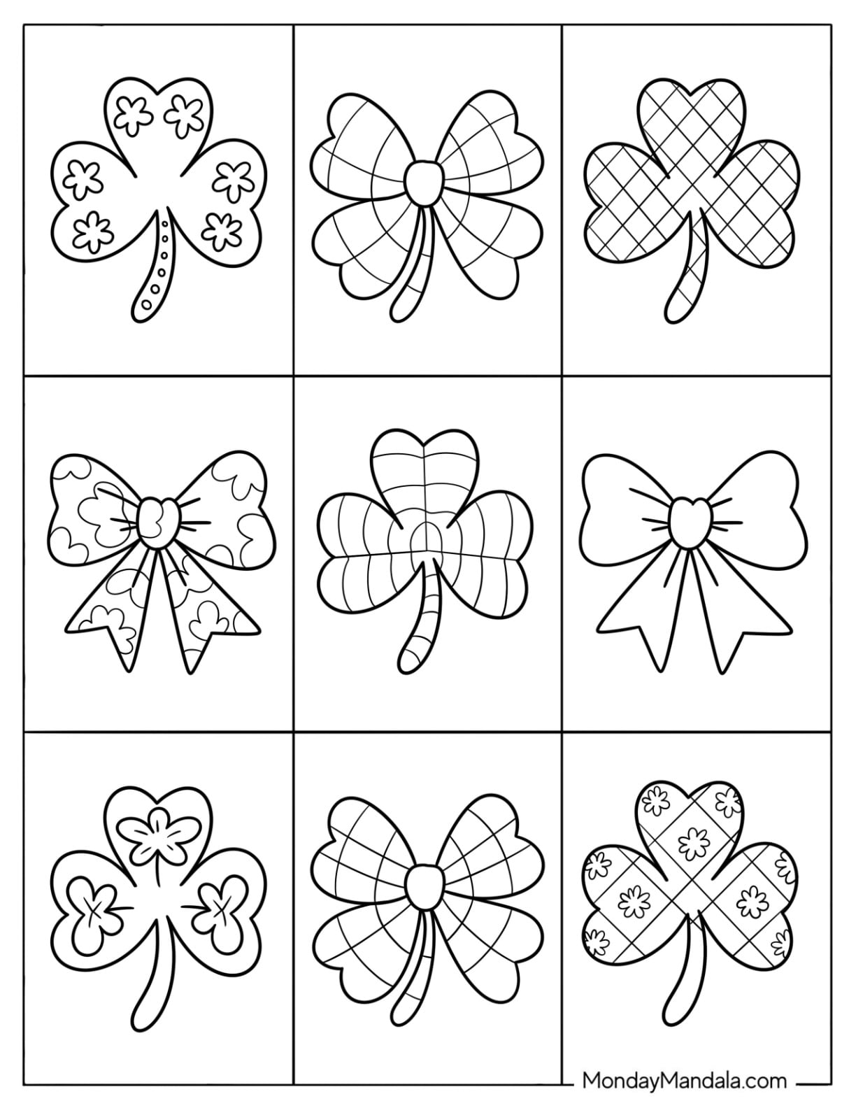 Patterned Shamrock Coloring Page