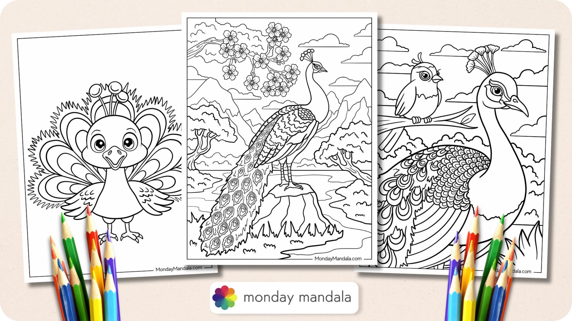 Peacock Coloring Pages Featured Image v1