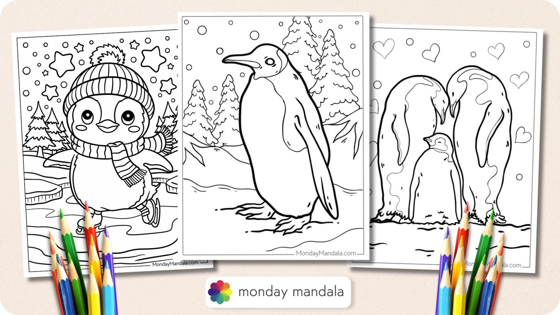 Penguin Coloring Pages Featured Image v2