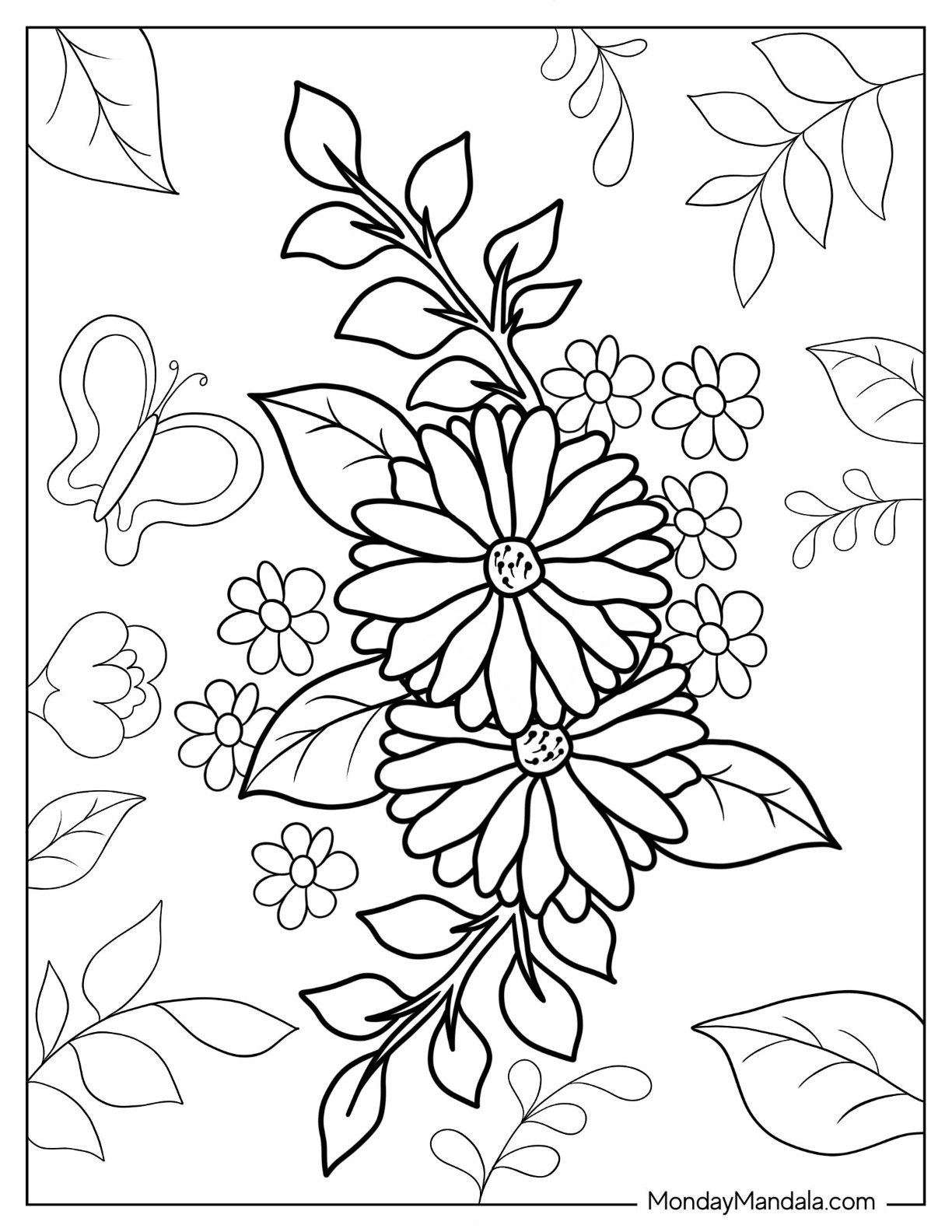 53 Flower Coloring Pages (Free PDF Printables)