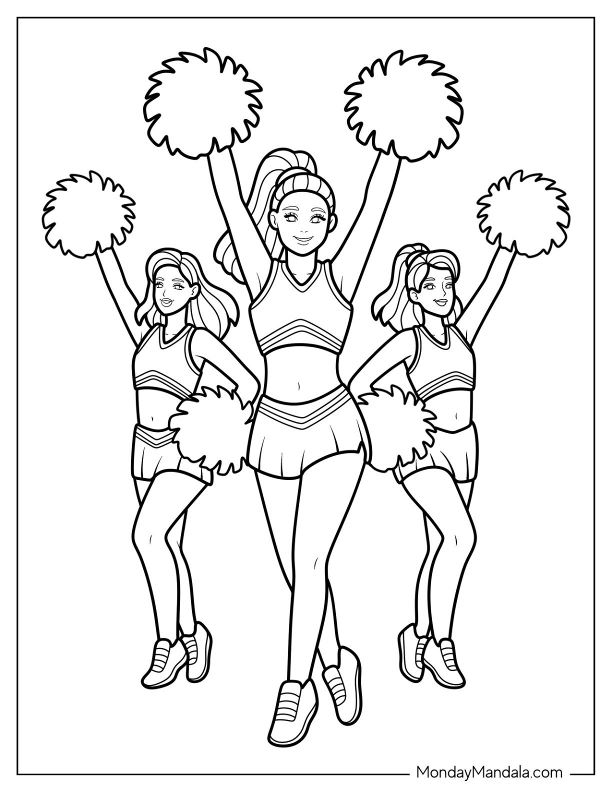 Pep Rally Cheerleading Coloring Page Performing Dance Move