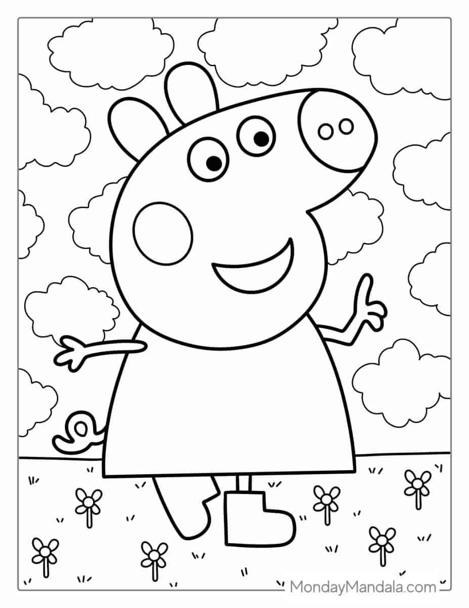 Peppa Pig Coloring Pages Printable Art And Words