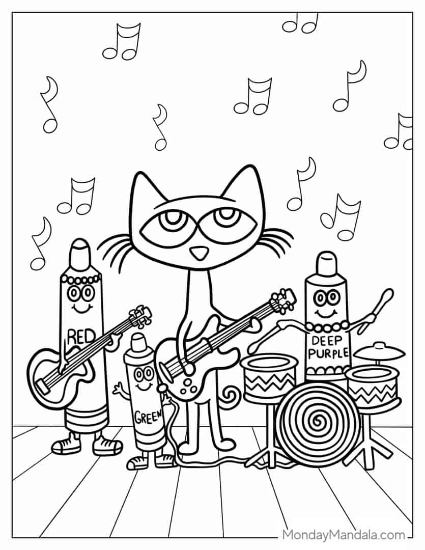 22 Pete The Cat Coloring Pages (Free PDF Printables)