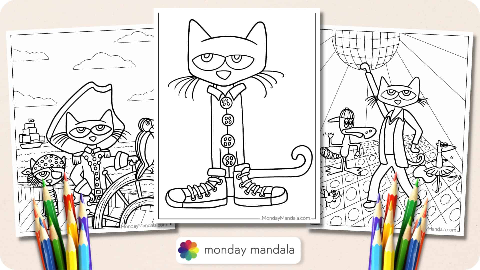 Coloring Page with Cat. Drawing Kids Game. Printable Activity