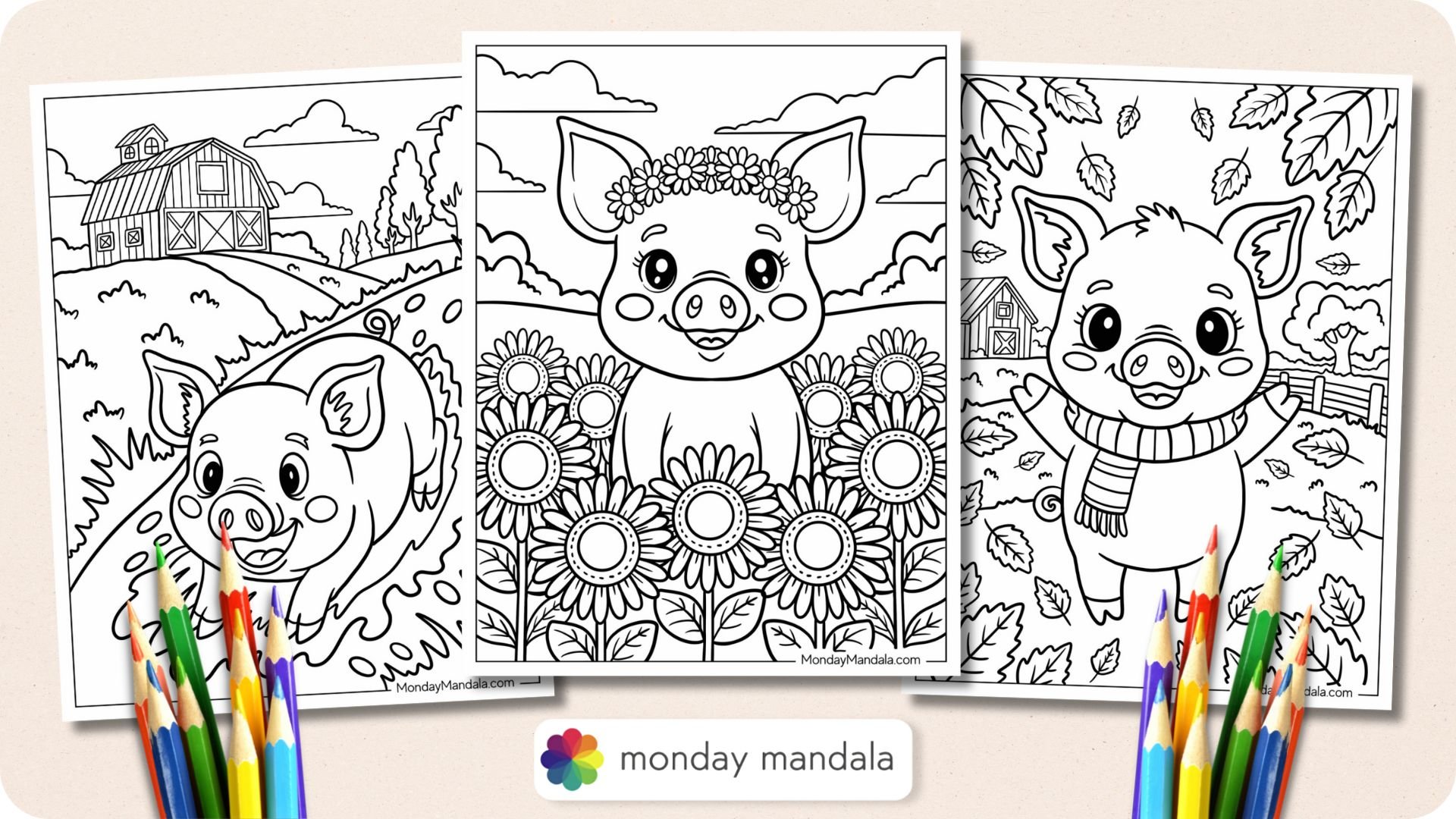 Pig Coloring Pages Featured Image v2