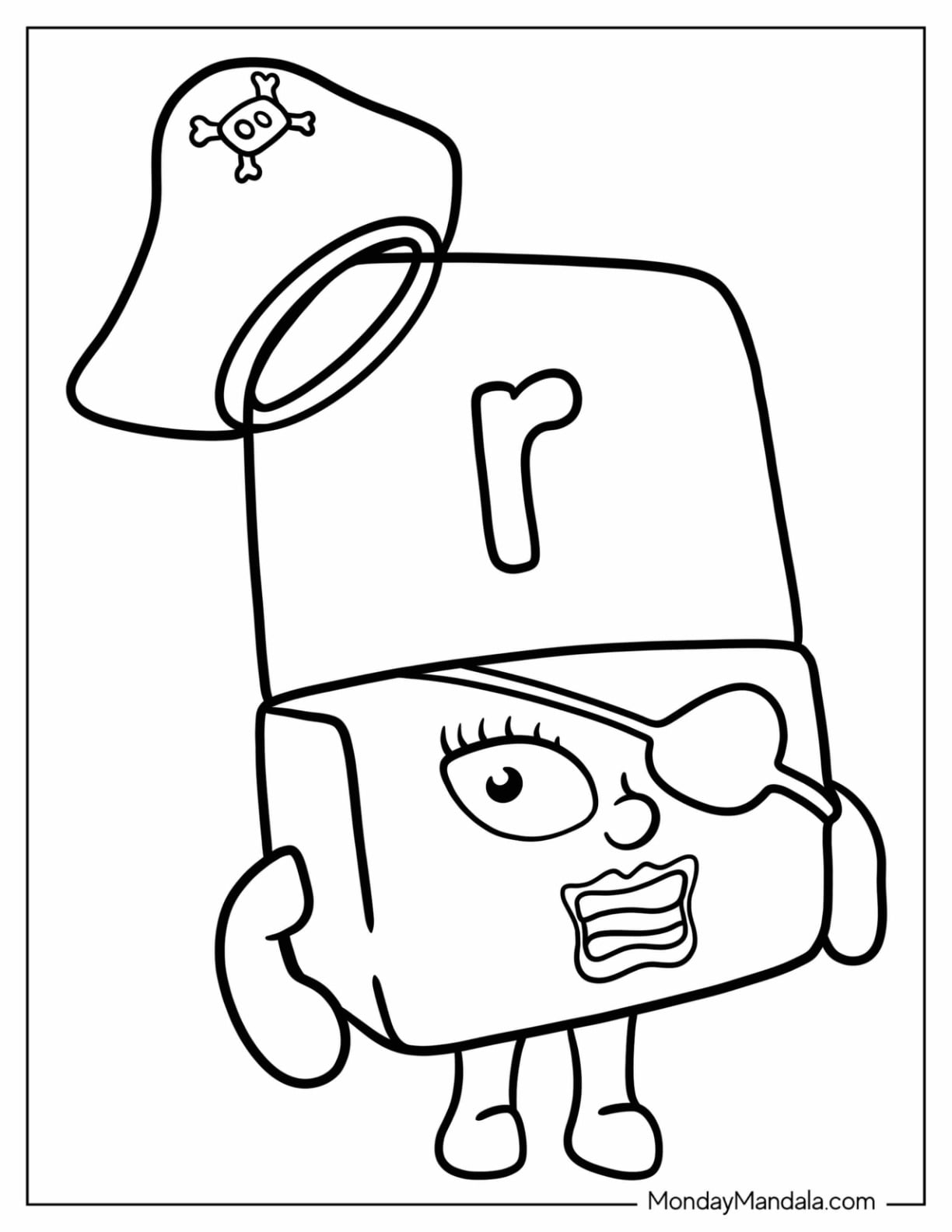 Pirate Alphablocks Letter R Coloring Page