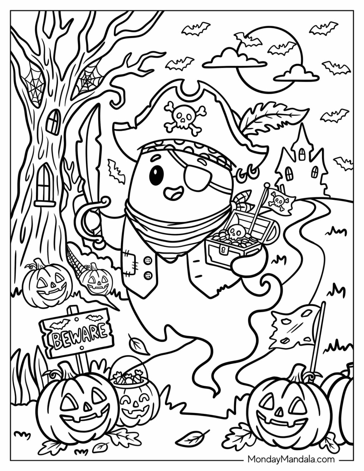 Pirate Ghost Carrying a Small Treasure Chest