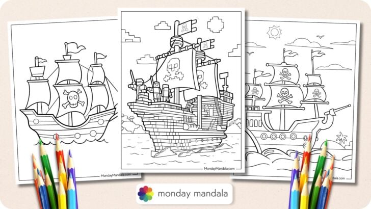 Pirate Ship Coloring Pages Featured Image v2