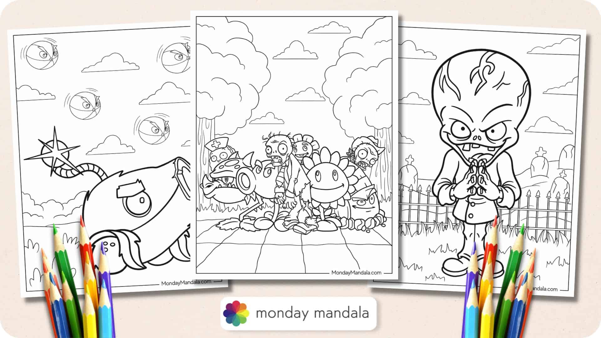 Plants vs Zombies Coloring Pages Printable for Free Download