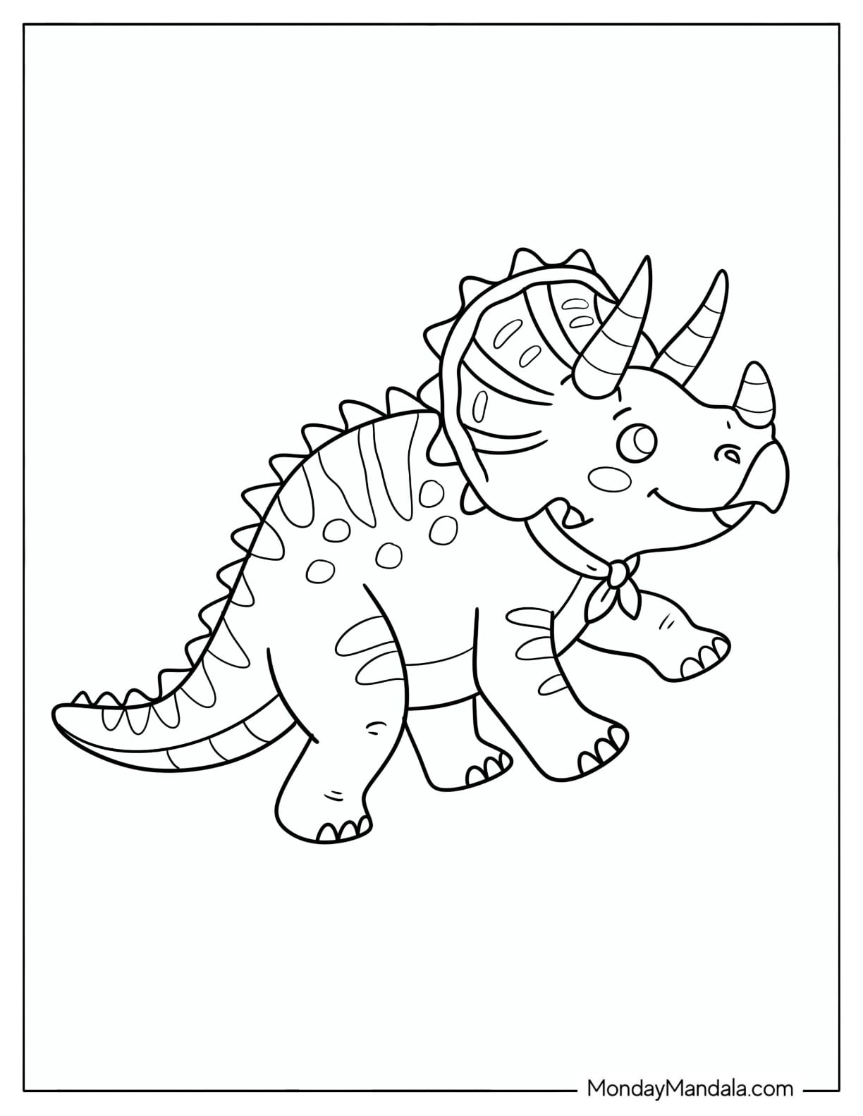 Playful Baby Triceratops Walking Coloring Page for Kids