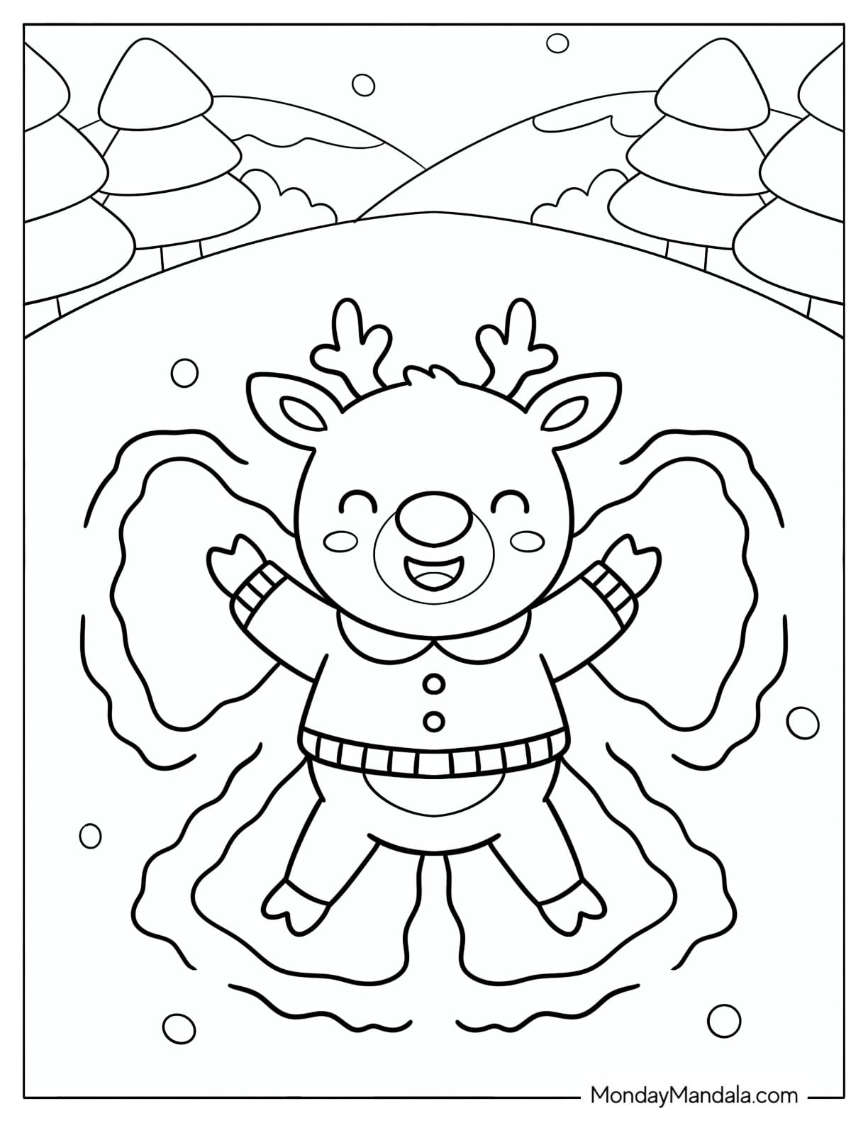 Playful Rudolph Making a Snow Angel