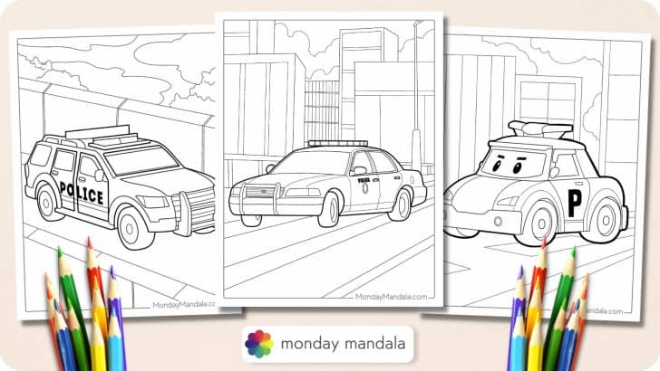 Police Car Coloring Pages Featured Image