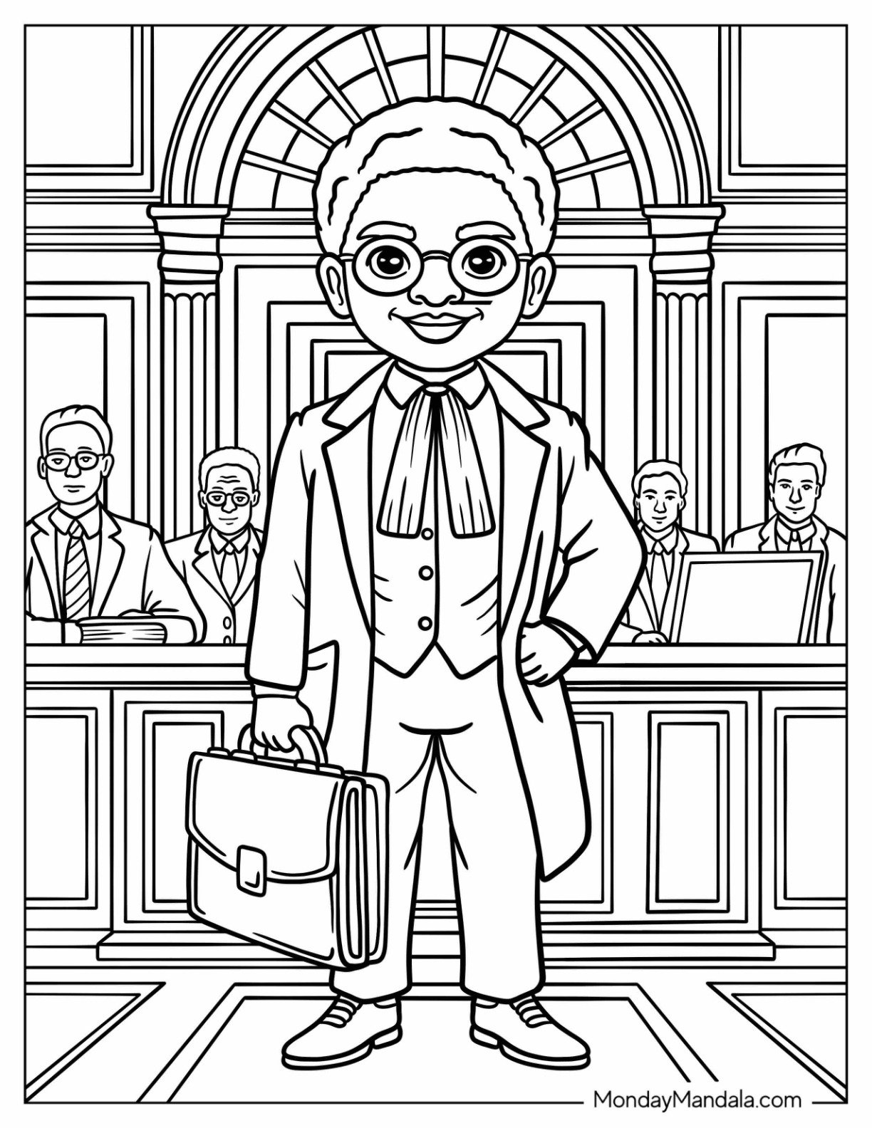 Politician Black Girl & Boy Coloring Page in Suit