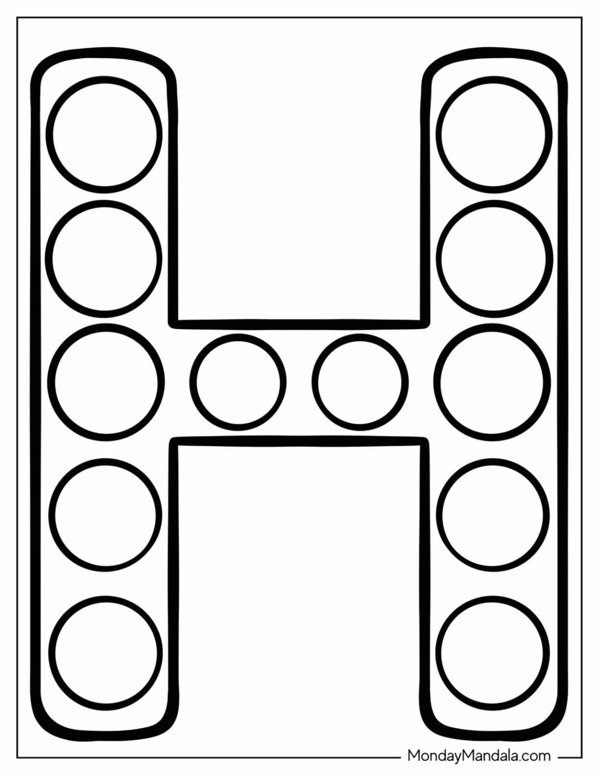 Polka Dot Big Letter H Coloring Page