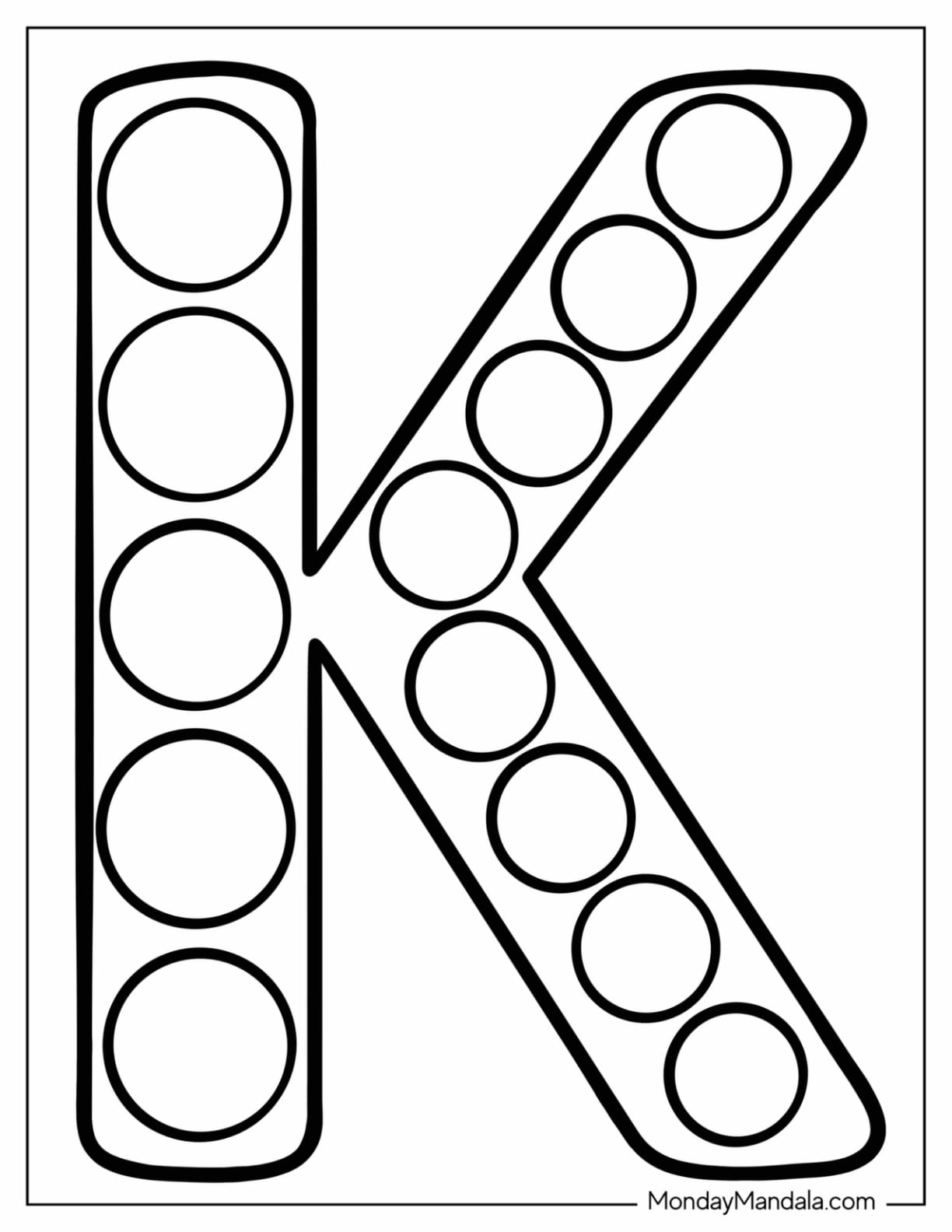 Polka Dot Letter K Coloring Page For Kids