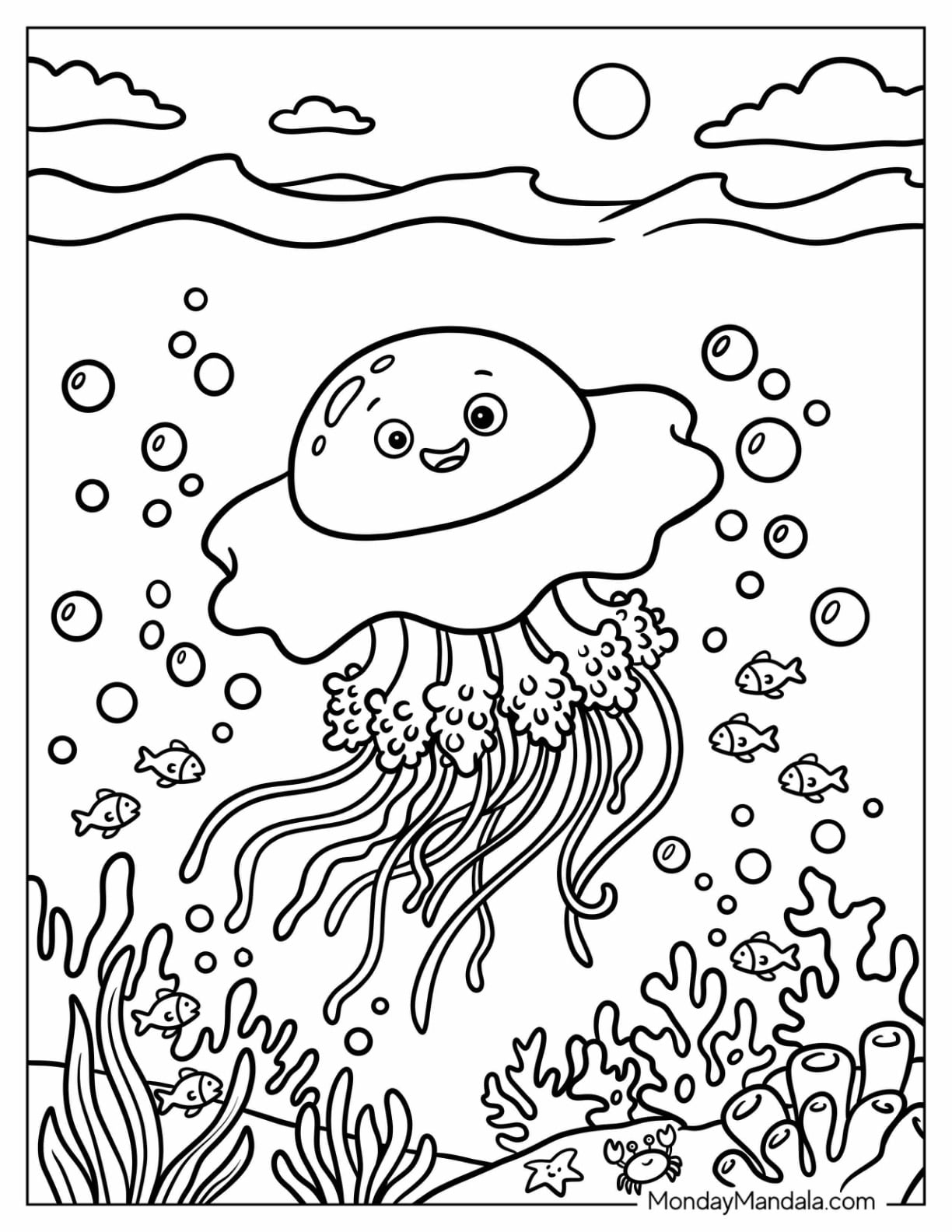 Pretty Jellyfish Swimming Near the Surface