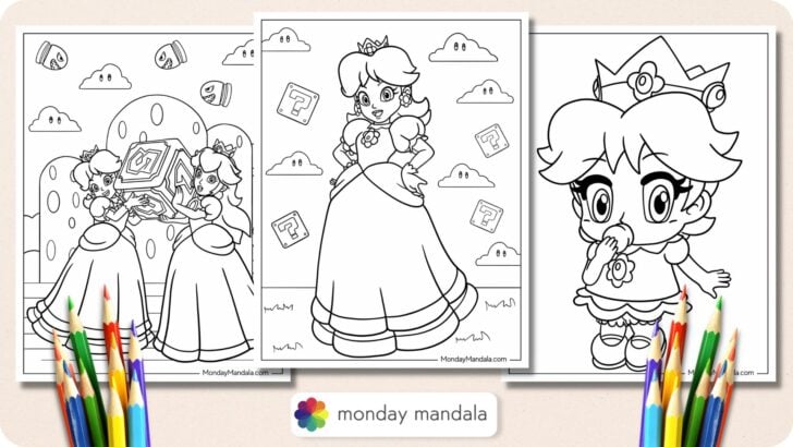 Princess Daisy Coloring Pages Featured Image