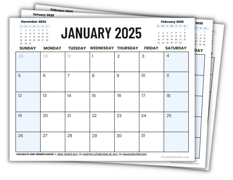 2025 Printable Calendars (56 Free PDF Printables)