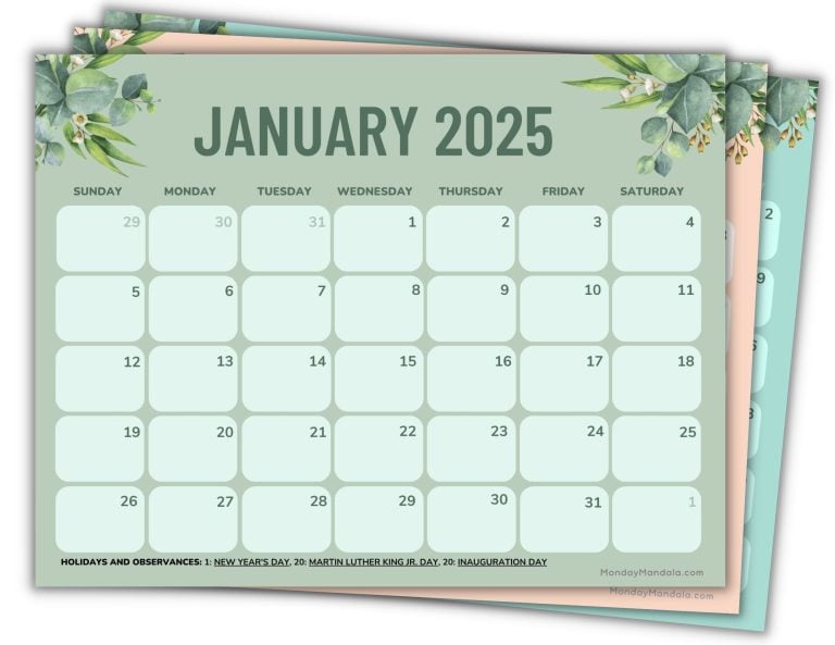 2025 Printable Calendars (56 Free PDF Printables)