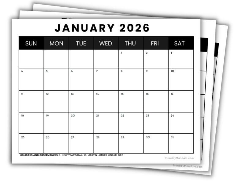 2026 Printable Calendars (56 Free PDF Printables)
