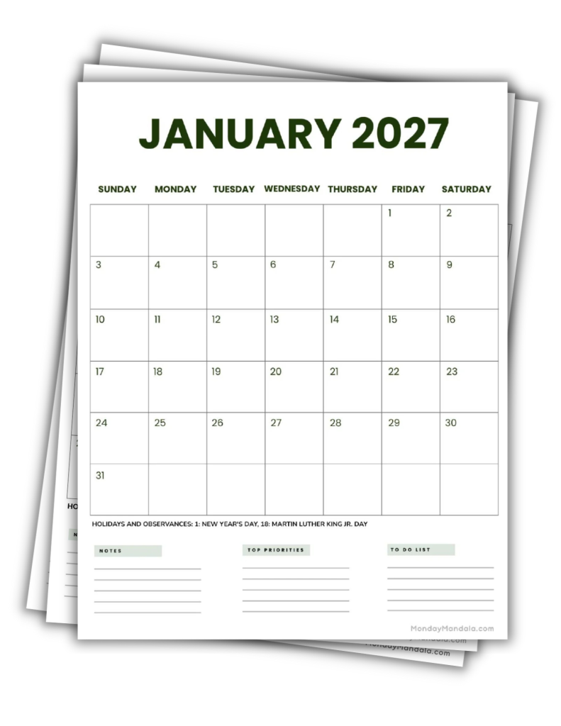 Printable 2027 Calendars Landscape Business 2