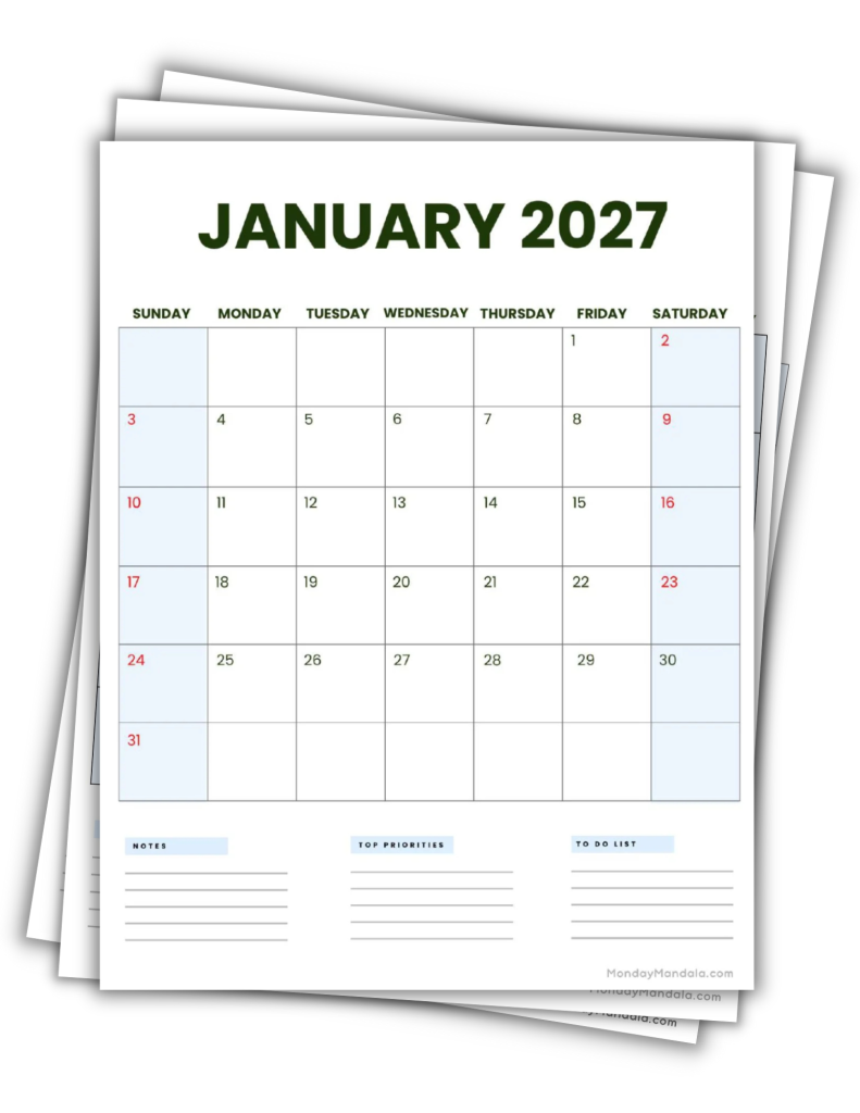 Printable 2027 Calendars Landscape Business 3