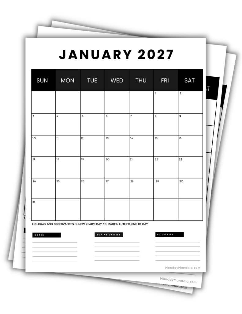 Printable 2027 Calendars Landscape Business 4