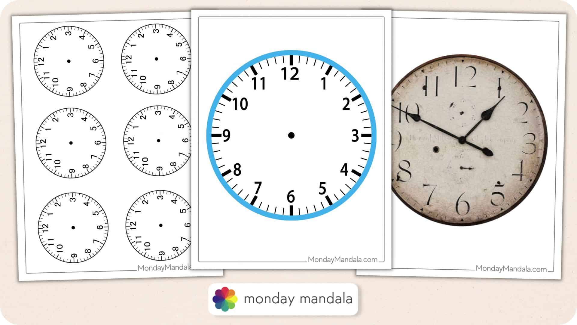 blank clock coloring page