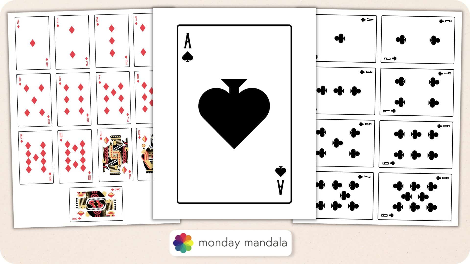 Printable Deck of Cards PDF  Printable playing cards, Deck of cards,  Printable cards