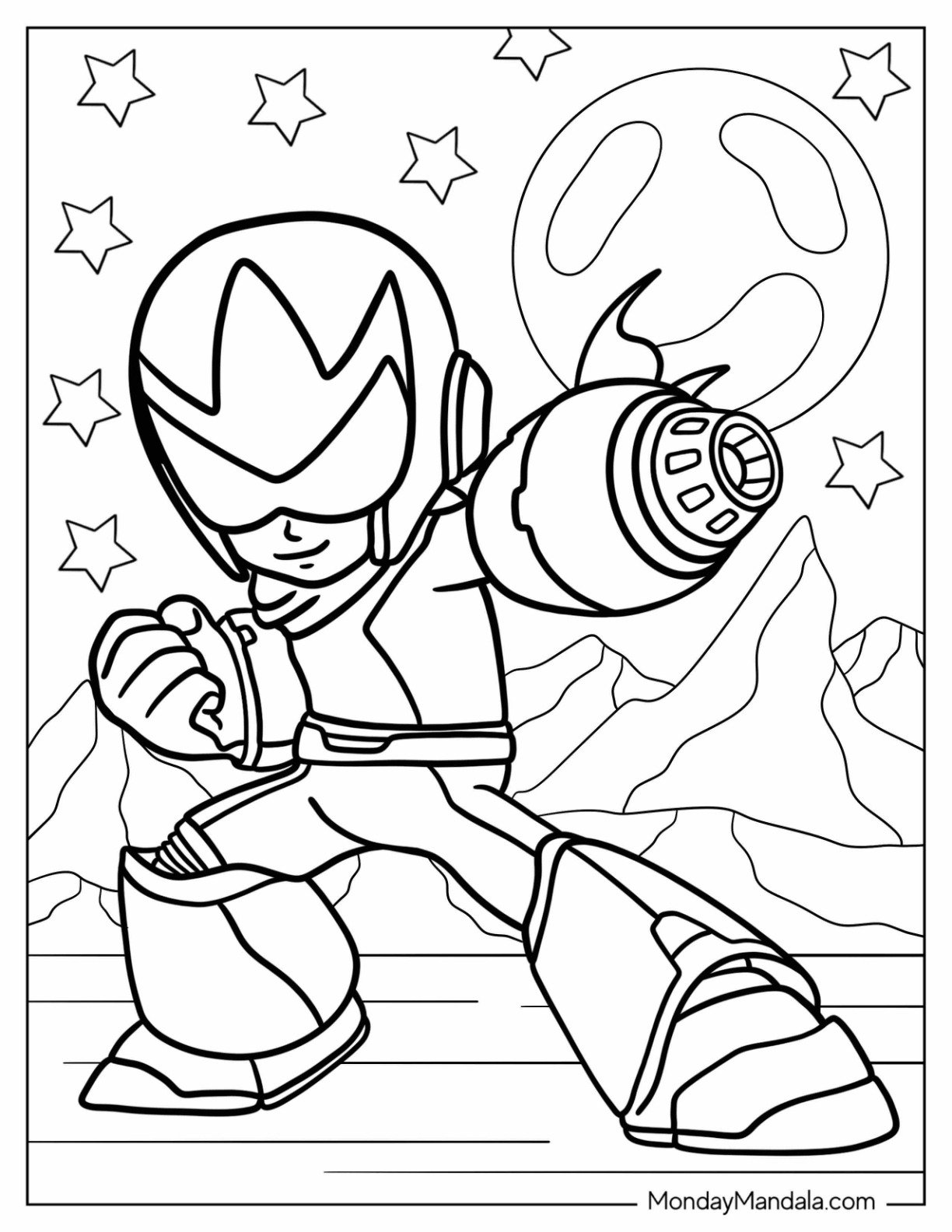 Mega Man Coloring Page Of Proto Man Firing His Proto Buster