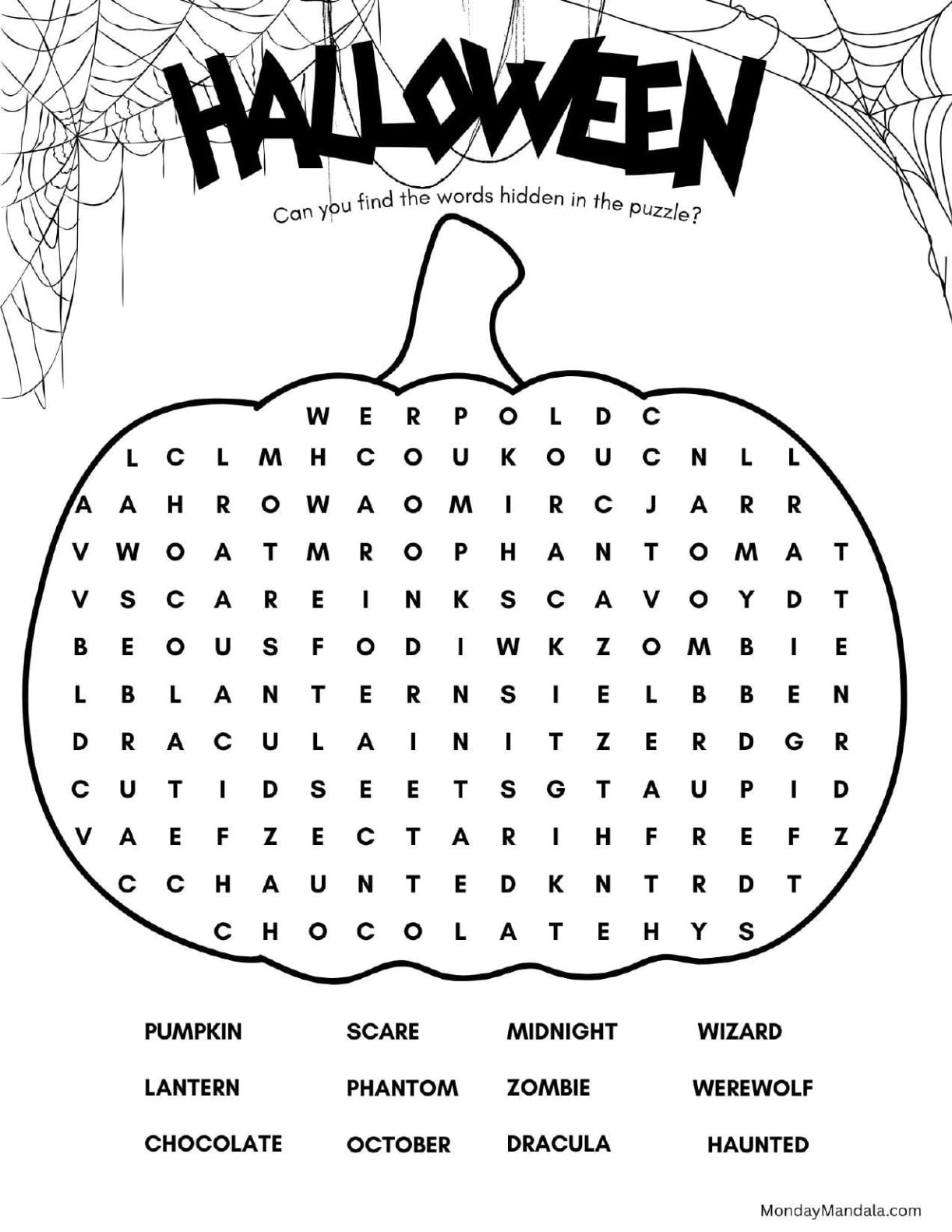 Pumpkin Theme Word Search