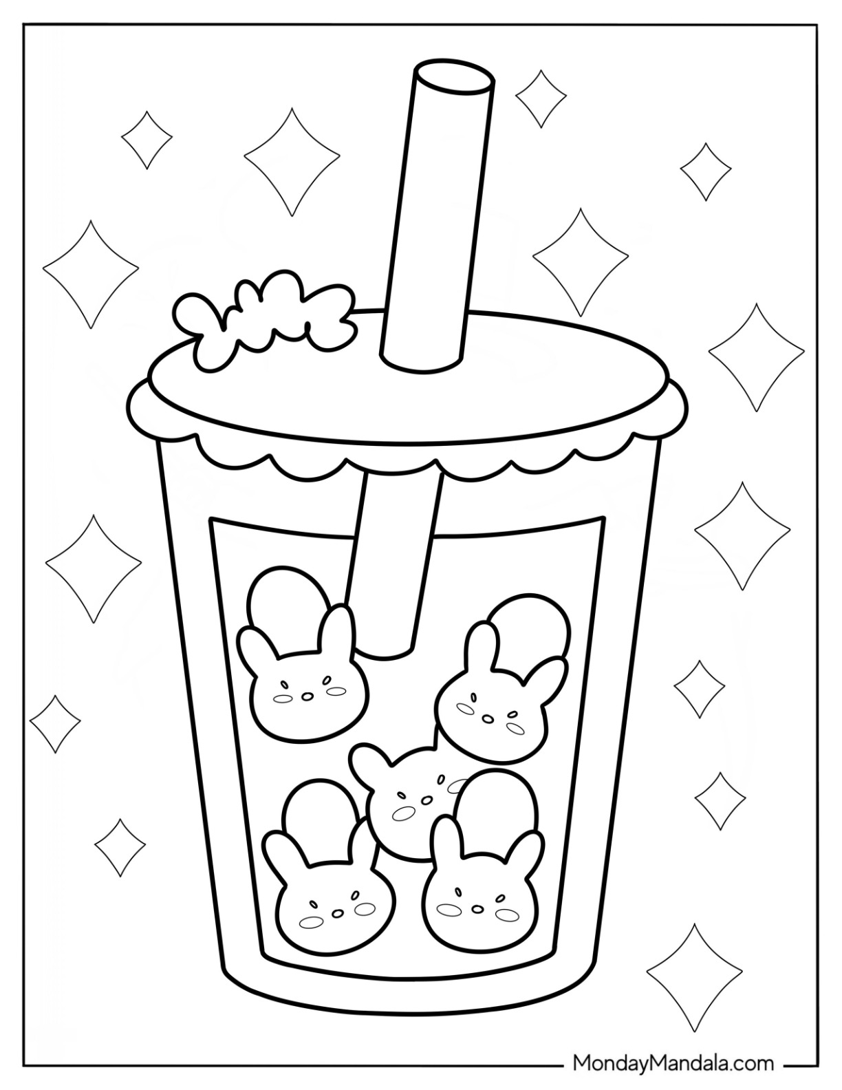 Boba Tea Animals Coloring Pages Boba Tea Animals Coloring Pages