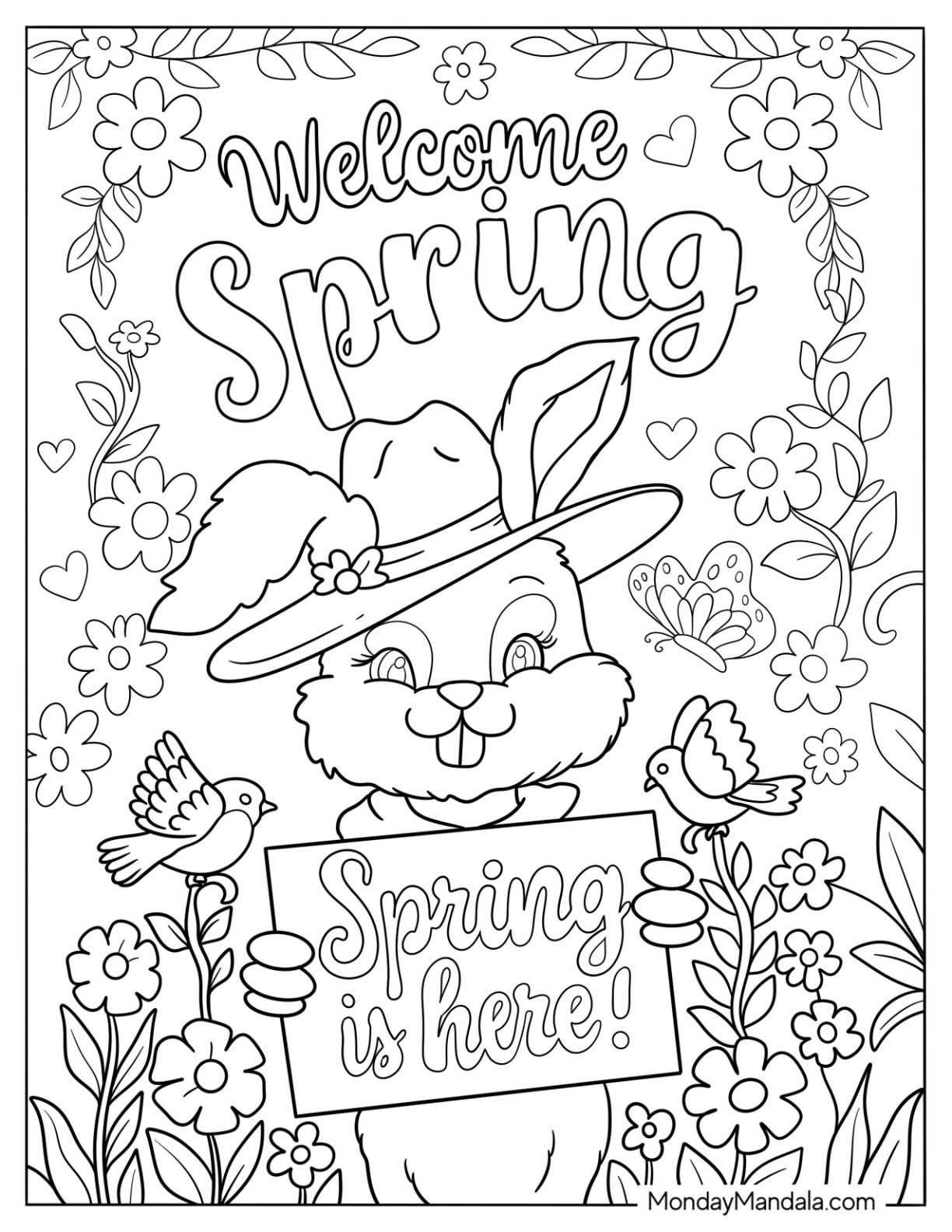 Hard Spring Coloring Pages 2025 