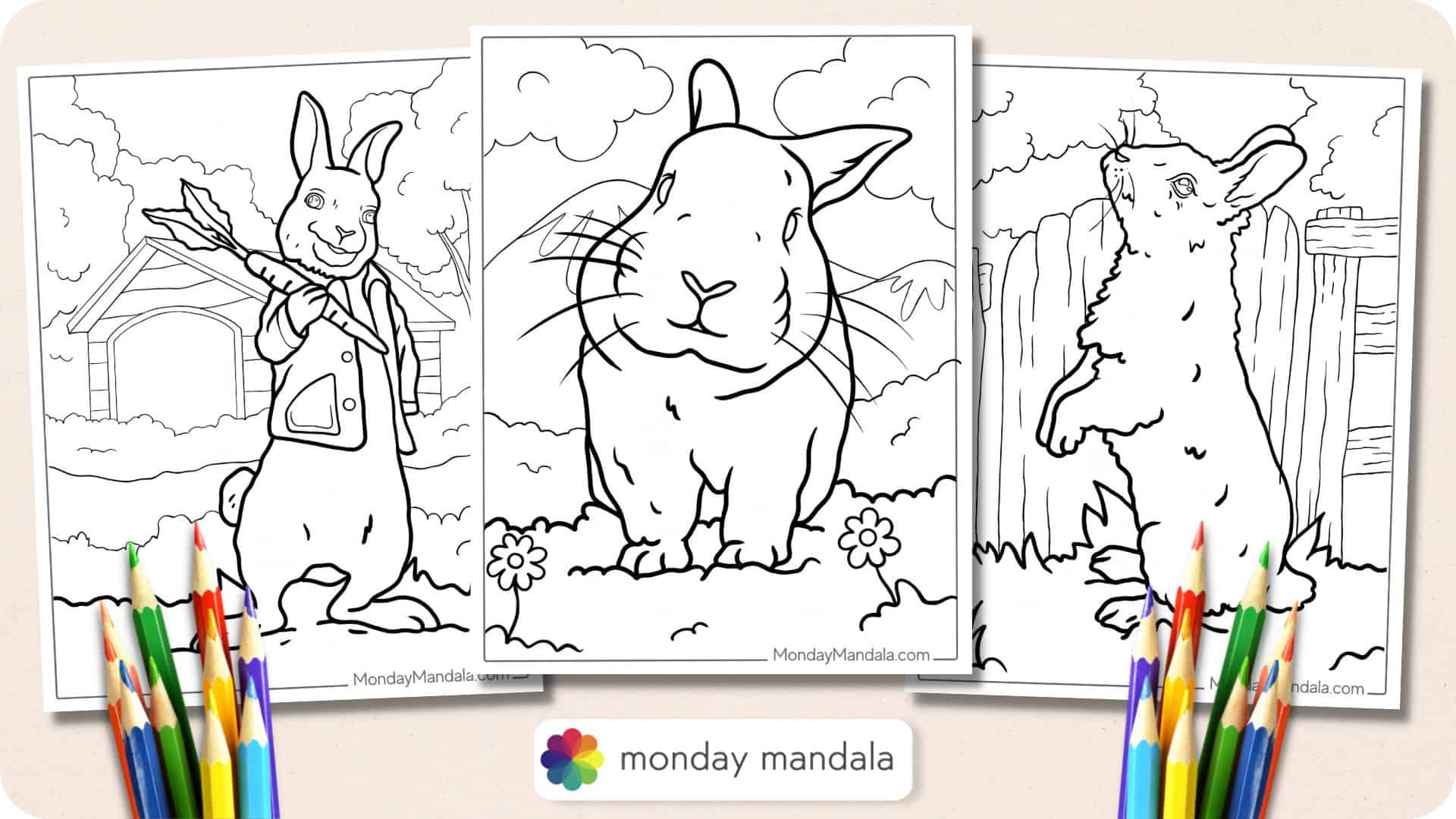 Rabbits Coloring Pages Featured Image