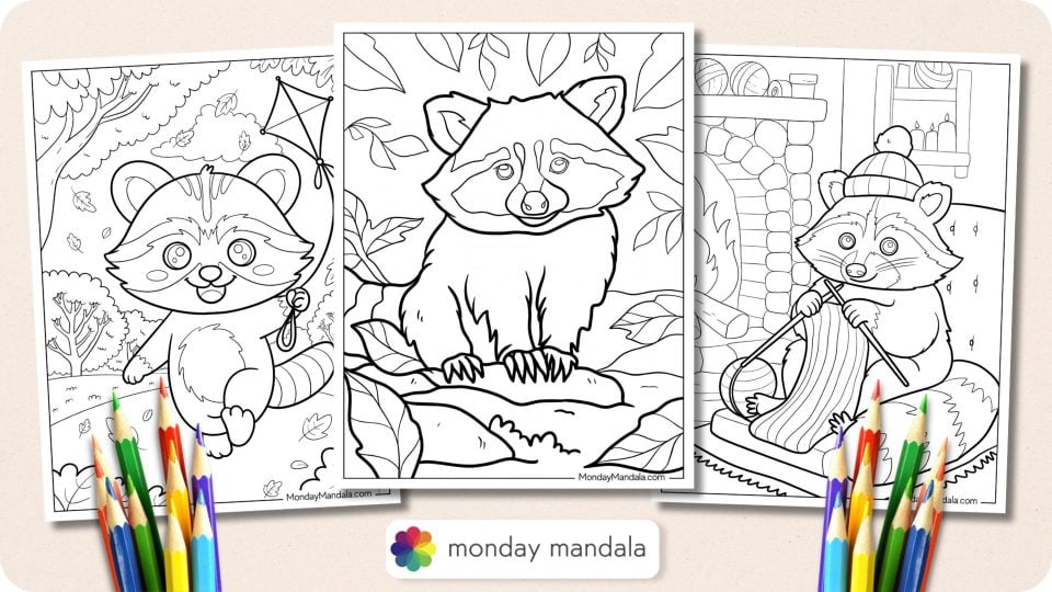 Reading Racoon Coloring 24 Racoon Coloring Pages (Free PDF Printables)
