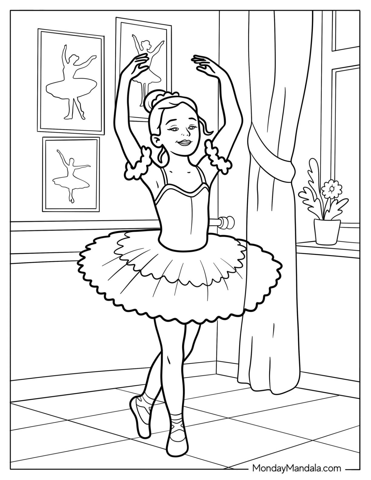 Realistic Ballerina Coloring Page In A Beautiful Tutu
