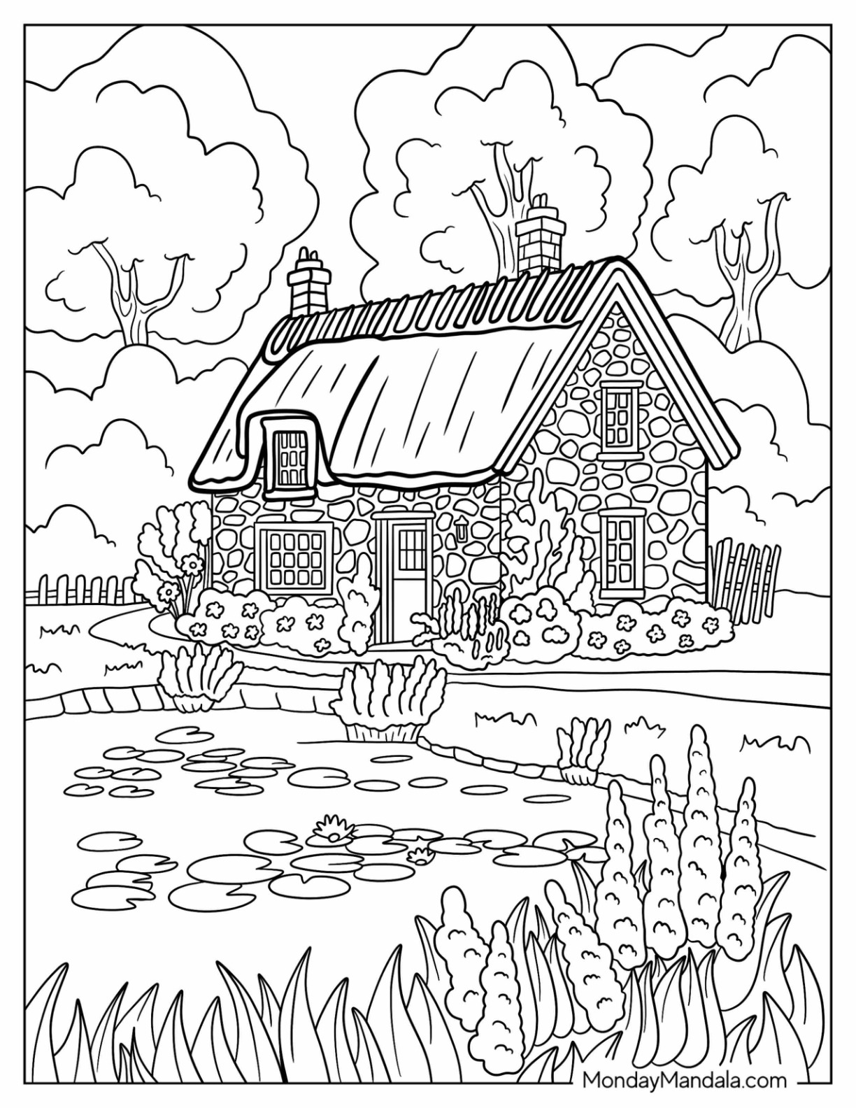Cottage Coloring Pages Coloring Pages