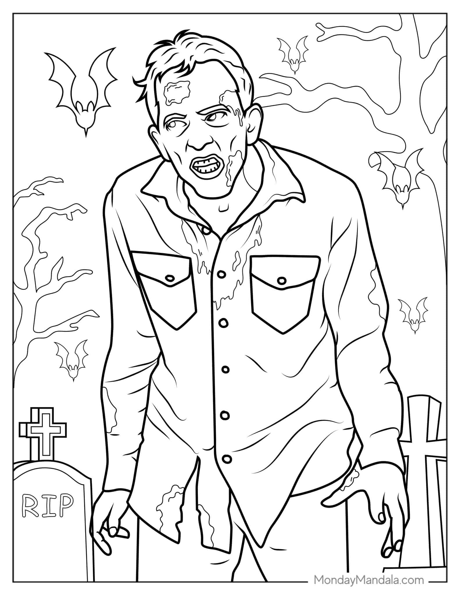 25 Zombie Coloring Pages (Free PDF Printables)